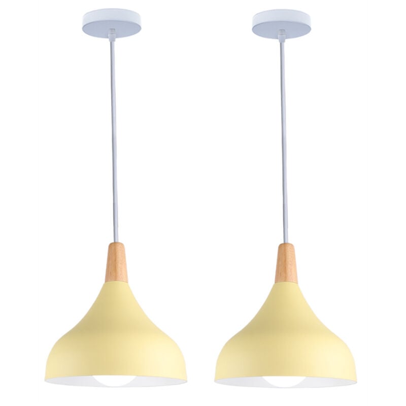 Lustre Suspension Moderne E27 Éclairage Intérieur Lampe Suspension Créative Simple Jaune Ø20CM pour Chambre Salon - 2Pcs