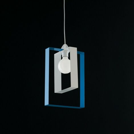 Lustre suspension moderne en fer blanc bleu 25xh.40 cm