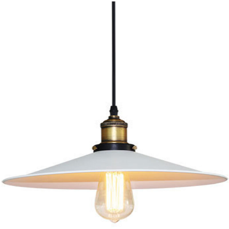 Lustre Suspension Moderne Industriel Luminaire Plafonnier en Forme Chapeau Lampe à Suspension Réglable Ø36CM E27 Blanc - 1Pcs