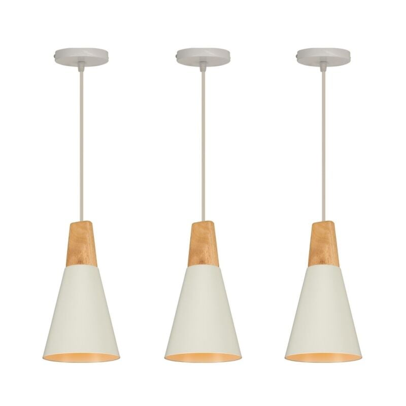 Lustre Suspension Vintage Luminaire Plafonnier Ajustable Lampe Suspension Interieur pour Chambre Couloir Salon E27 Blanc Ø14CM - 3Pcs