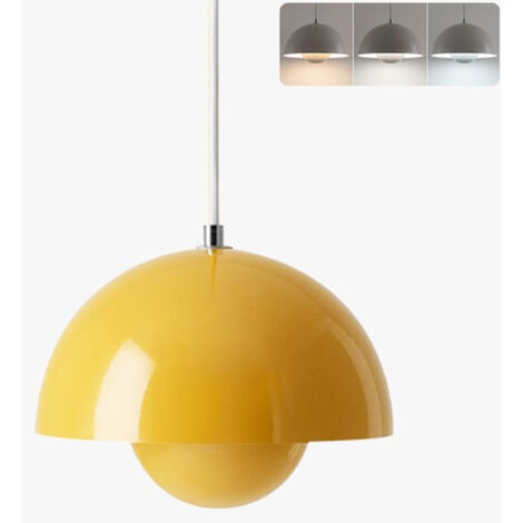 Lustre, suspension moderne, plafonnier suspendu avec ampoule, luminaires de décoration intérieure, 3 températures de couleur, 23 cm (jaune)
