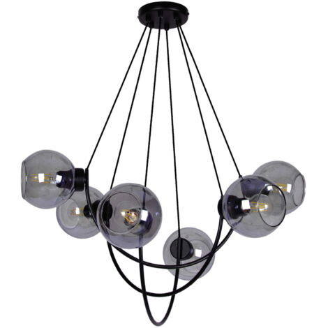 Lustre suspension noir verre 6xE27 Kaja Sirius K-2629