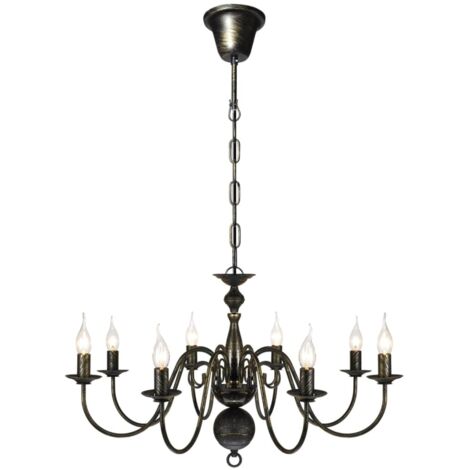 Lustre Suspension  Plafonnier en métal noir antique 8 x E14 ampoules 58377