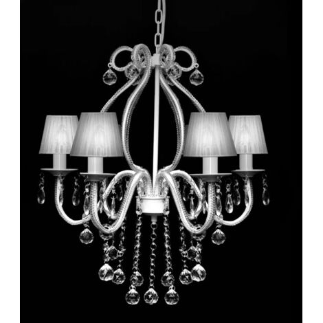 Lustre Suspension, Plafonnier Luminaire, Chandelier avec 2300 cristaux Blanc ASAF27082 MaisonChic