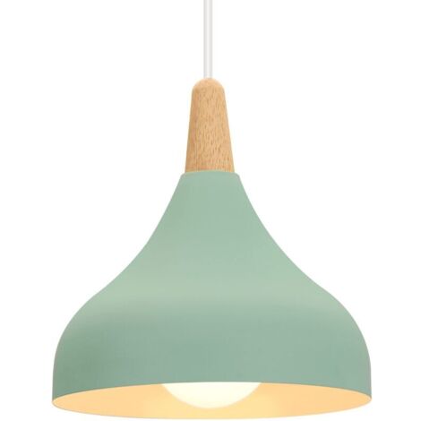 Lustre Suspension Rétro Suspension Luminaire Moderne Style Goutte Chapeau Plafonnier E27 Métal Lampe Suspension pour Chambre Salle à Manger Cuisine, Ø 20CM (Vert 1 Pack) [Classe énergétique A]