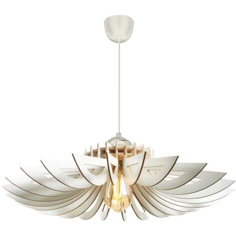 Suspension Big Daisy en MDF – Diamètre 68 cm – Hauteur 50 cm – Compatible ampoule E27 jusqu'à 60W – Câble réglable jusqu'à 50 cm – Ozaia