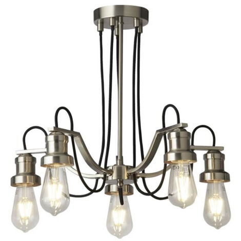 Lustre suspension suspension acier or argent salon lumière