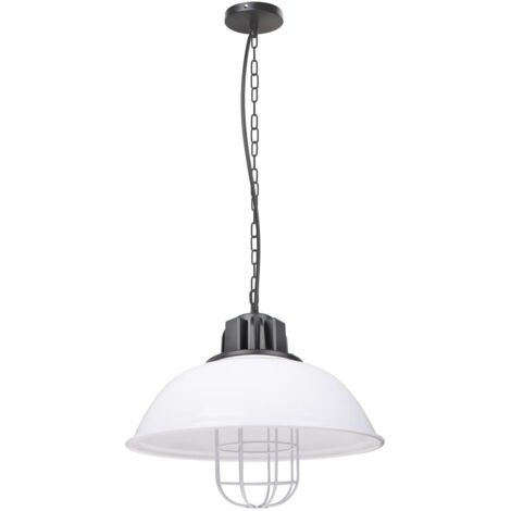 Lustre Suspension Vintage Industrielle E27 Luminaire Plafonnier Métal Lampe à Suspension Créatif Ø33CM Blanc - 1Pcs