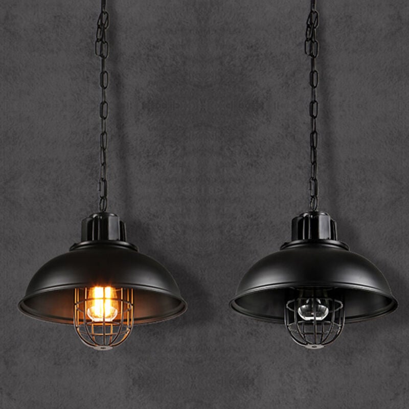Lustre Suspension Vintage Industrielle E27 Luminaire Plafonnier Métal Lampe à Suspension Créatif Ø33CM Noir - 2Pcs