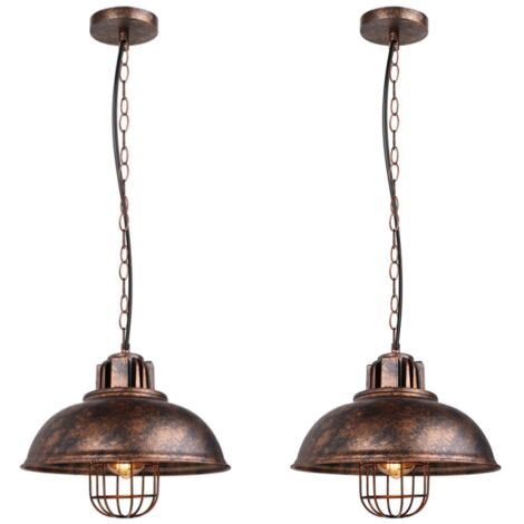 Lustre Suspension Vintage Industrielle E27 Luminaire Plafonnier Métal Lampe à Suspension Créatif Ø33CM Rouille - 2Pcs