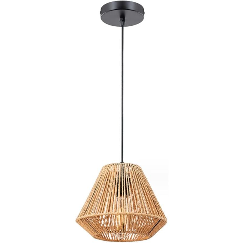 Norcks - Lustre Tissé En Corde De Chanvre Suspension Luminaire Rétro Suspension Lustre D'Intérieur E27, Abat-Jour En Cage En Métal