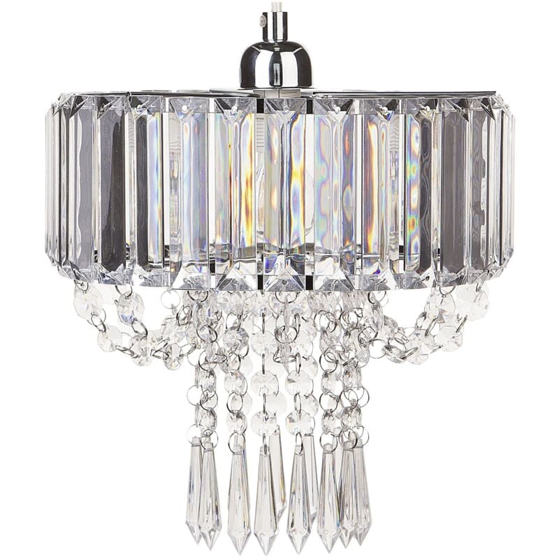 Beliani - Lustre Glamour Lampe Suspension en Cristaux Multiples Transparents et Acier E14 Max. 40W Solution Éclairage pour Salle à Manger Chic