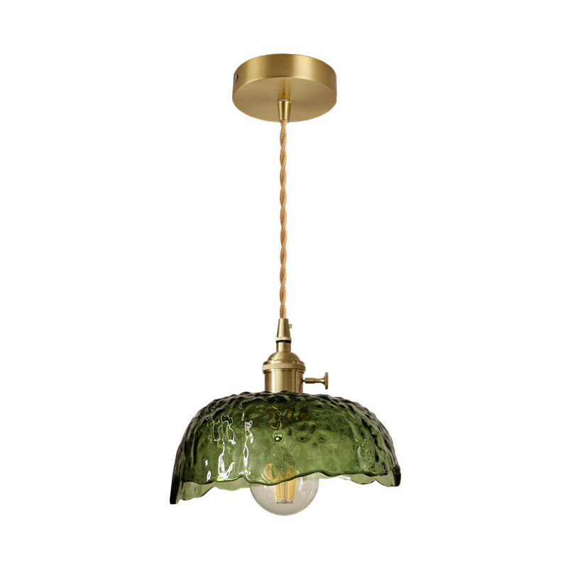 Csparkv - Lustre Verre Martelé 20CM, 220V E27x1 Vert Foncé Sans Ampoule