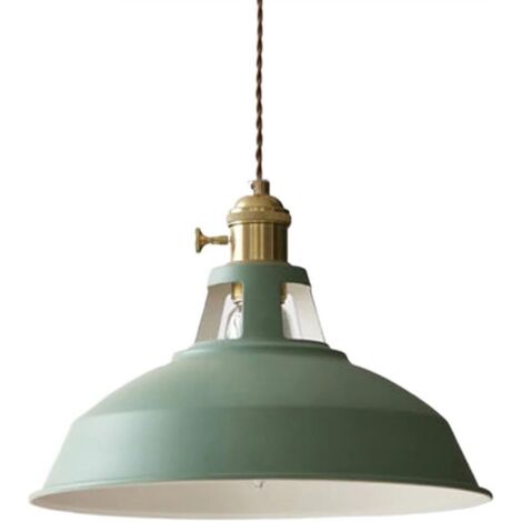 Lustre vert à tête unique au design nordique E27, lustre de restaurant moderne et simple, abat-jour en cuivre