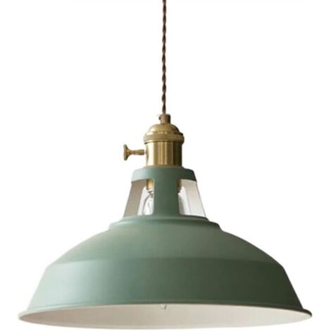 Lustre vert à tête unique au design nordique E27, lustre de restaurant moderne et simple, abat-jour en cuivre