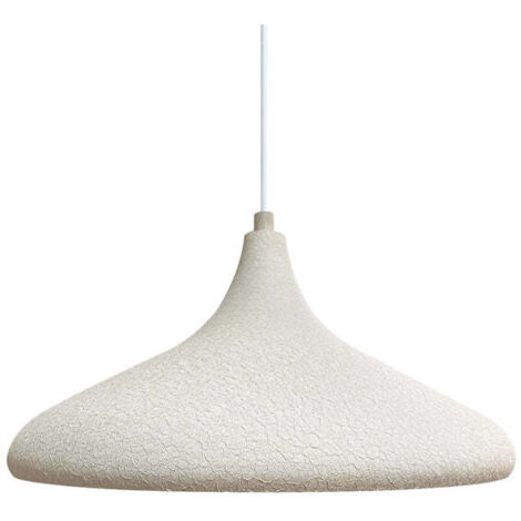 Lustre vintage E27 Ø35 cm en blanc – Lampe suspendue pour salon, chambre, salle à manger – Câble ajustable 120 cm, compatible LED
