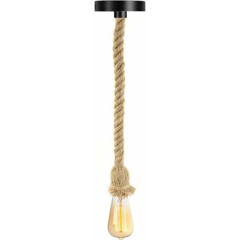 Lustre Vintage en Corde de Chanvre E27 – Plafonnier 100 cm pour Café, Restaurant ou Studio Ortviai