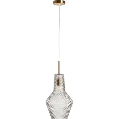Lustre vintage en cristal transparent finition élégante - Cristal transparent et structure noire