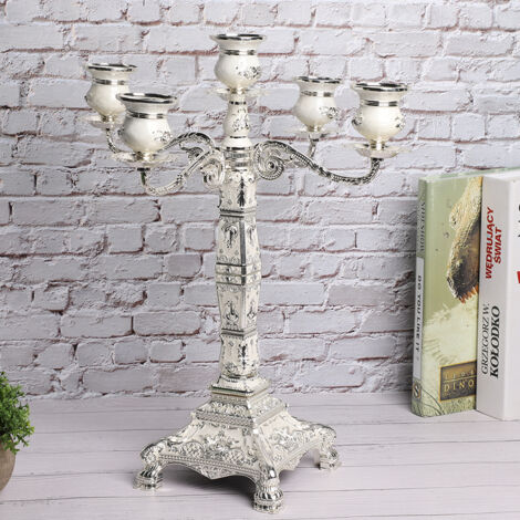 Lustre Vintage Européen pour Réception Mariage - Support Bougies Décoration de Table avec Relief