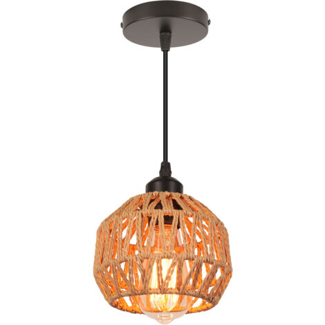 Lustre Vintage Lampe De Plafond En Corde De Chanvre Luminaire Plafonnier D'Intérieur En Métal Pour Salon Couloir Chambre À Coucher 1PCS