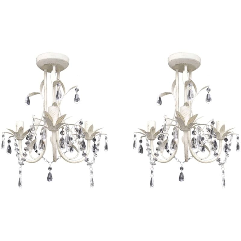Design In - Lustres suspendus à cristaux 2 pcs Blanc élégant CFW20764
