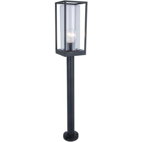 LUTEC Flair-Lámpara de Exterior para Bombillas E27 (máx. 40 W), Cristal auténtico, Aluminio Fundido Robusto, Estilo Retro, Negro - Gris fonce