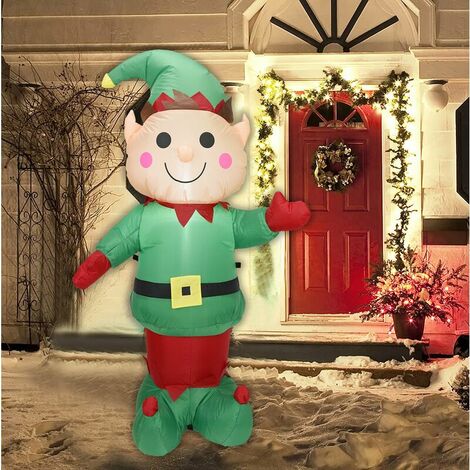 Lutins de Noël gonflables de 4,9 pieds en plein air, décorations de jardin avec lumières LED intégrées pour vacances/fête/Noël/cour/jardin décorations de Noël (avec souffleur)