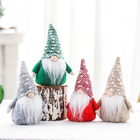 Lutins de Noël haut de gamme pour décorations de Noël, figurine hivernale comme objet de décoration, joli tabouret de bord comme décoration de chambre ou cadeau (4 figurines, 4 couleurs, 15 cm)