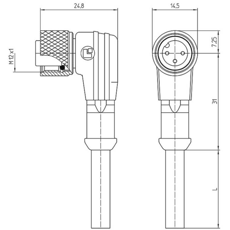 1121 Connettore confezionato per sensore o attuatore M12 Giunto angolare 5.00 m Numero di poli: 12 1 pz. - Lutronic