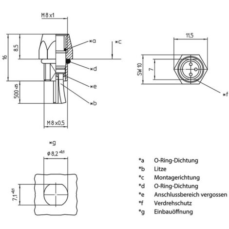 Lutronic 1223 Sensor-/Aktor-Einbausteckverbinder M8 Buchse, Einbau 0.50 m Polzahl Sensoren: 4 1 St.