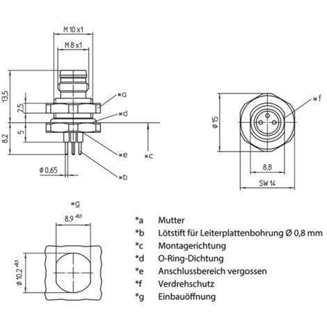 Lutronic 1225 Sensor-/Aktor-Einbausteckverbinder M8 Stecker, Einbau  Polzahl Sensoren: 4 1 St.