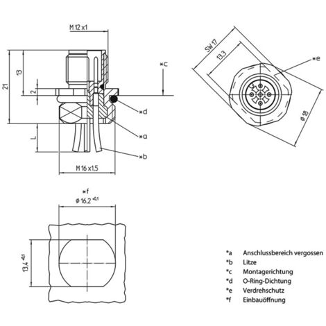 Lutronic 1238 Sensor-/Aktor-Einbausteckverbinder M12 Stecker, Einbau 0.50 m Polzahl Sensoren: 5 1 St