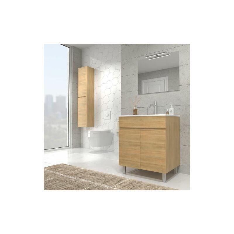 

Mueble de baño con Lavabo de Cerámica 2 puertas - Mueble Montado - Ancho 80 cms - Hera - Modelo LUUP
