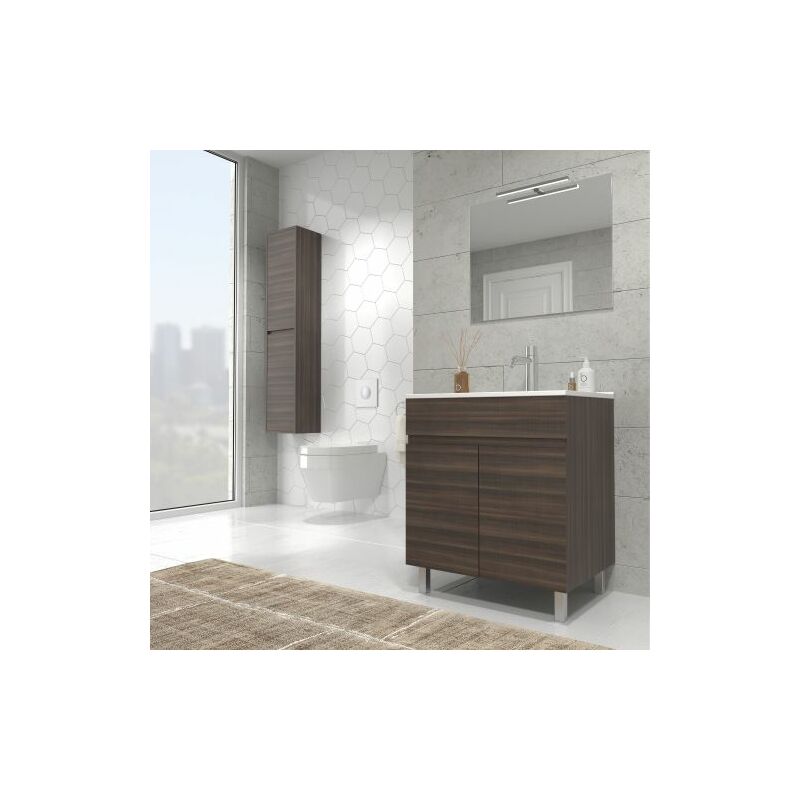 

Mueble de baño con Lavabo de Cerámica 2 puertas - Mueble Montado - Ancho 80 cms - Tea - Modelo LUUP