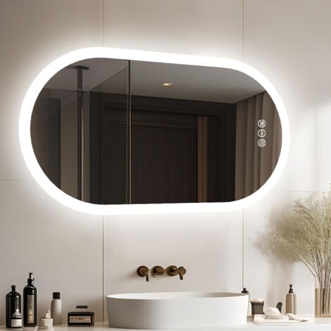 LUVODI 100x50cm Specchio Ovale Bagno Retroilluminato LED Luce Smart Touch