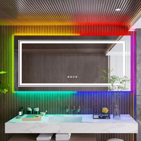 LUVODI Espejo baño Led con luz Antivaho de Pared Retroiluminado  Rectangular, 500x700mm