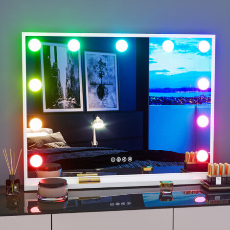 LUVODI Hollywood Lighted Makeup Mirror with 11 Color Changing RGB LED Bulbs for Dressing Room Bedroom