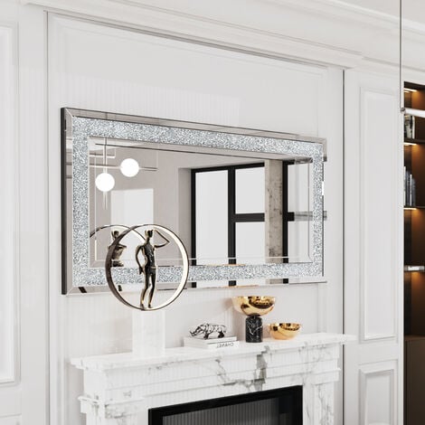 LUVODI Large Bathroom Mirror Wall Mounted 3D Luxury Silver Wall Mirror Modern Artistic Mirror Hallway Decor, Rectangular 120cm x 60cm