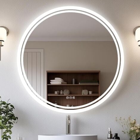 LUVODI Specchio Bagno con Led Luce Rotondo 80cm Specchio Smart Retroilluminato