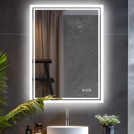 LUVODI Specchio da Bagno con LED Luce Retroilluminato Rettangolare 70x90cm Specchio Smart