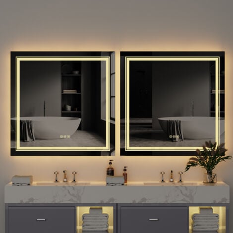 LUVODI Square 800 x 800mm Illuminated LED Bathroom Mirror Touch Sensor + Demister