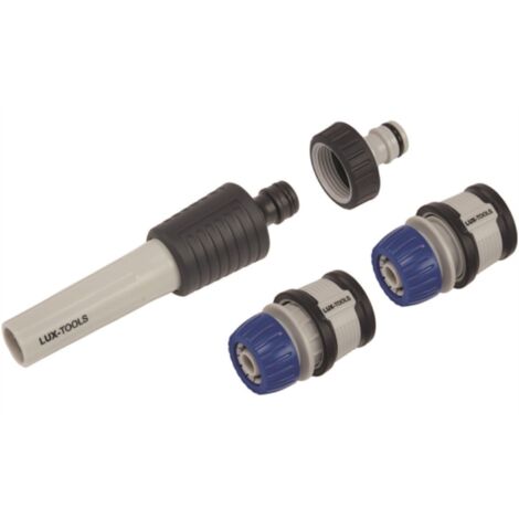 LUX TOOLS - 4 PEZZI - SET LANCIA E RACCORDI PER IRRIGAZIONE