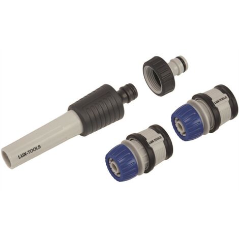 LUX TOOLS - 4 PEZZI - SET LANCIA E RACCORDI PER IRRIGAZIONE