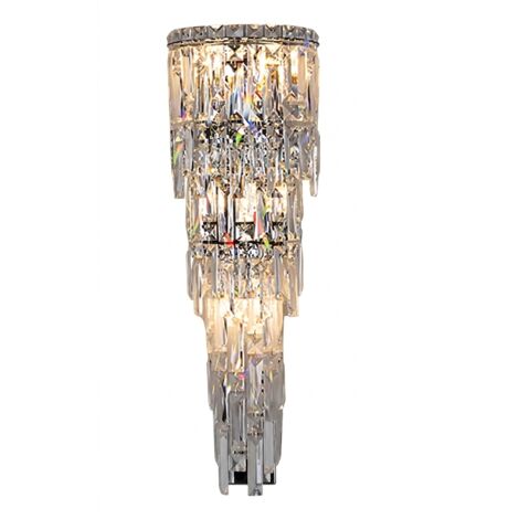 Luxe applique murale LED en cristal argenté, 46 cm, format vertical, design tour, 3 couleurs de lumière, élégante salonbeleuchtung