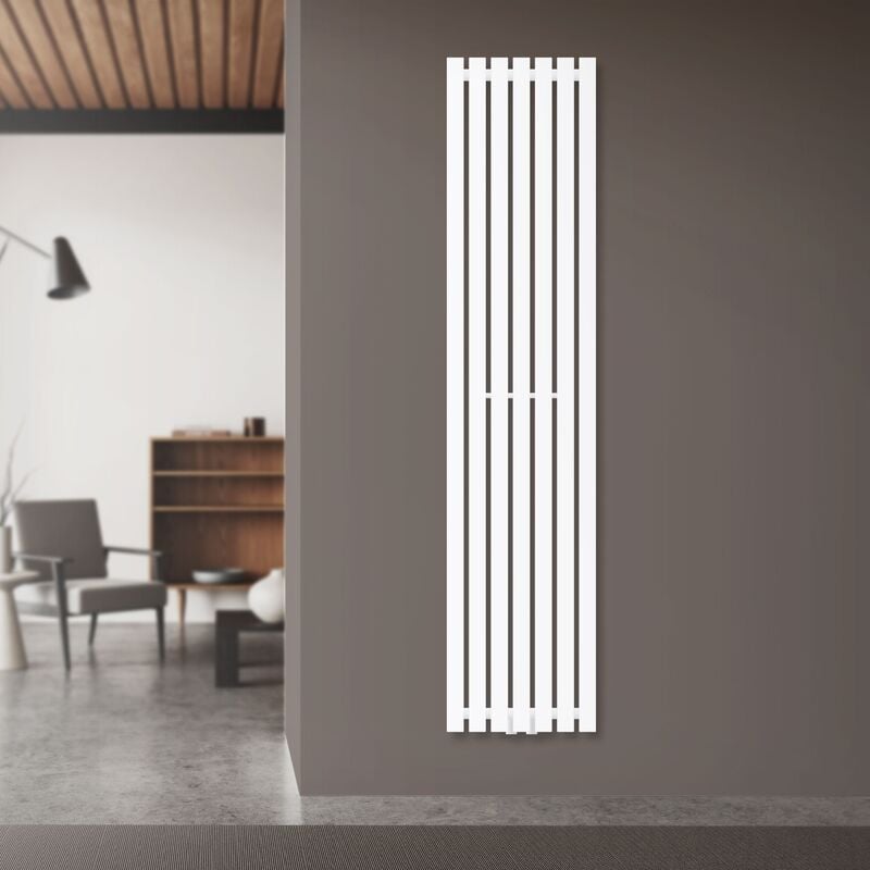 Luxebath - Luxe Bath Radiateur à Panneaux Design Stella 1600 x 370 mm, Blanc, Plat, Monocouche, Raccord Central, Radiateur Mural Vertical, Tubulaire,