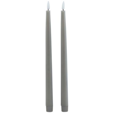Luxe Collection LED Dinner Candles (Set of 2) - Wax - L2 x W2 x H25 cm - Grey