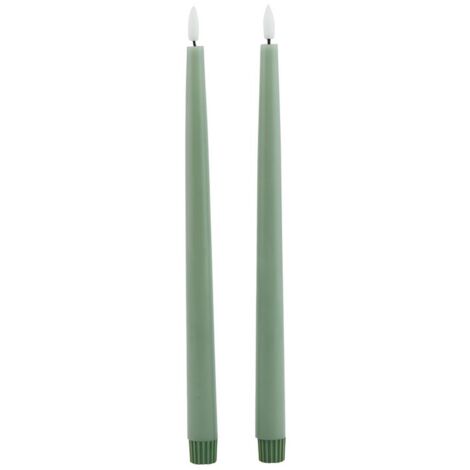 Luxe Collection LED Dinner Candles (Set of 2) - Wax - L2 x W2 x H25 cm - Sage