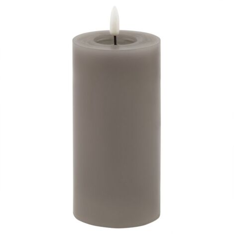 Luxe Collection Melt Effect LED Candle - Wax - L8 x W8 x H15 cm - Grey