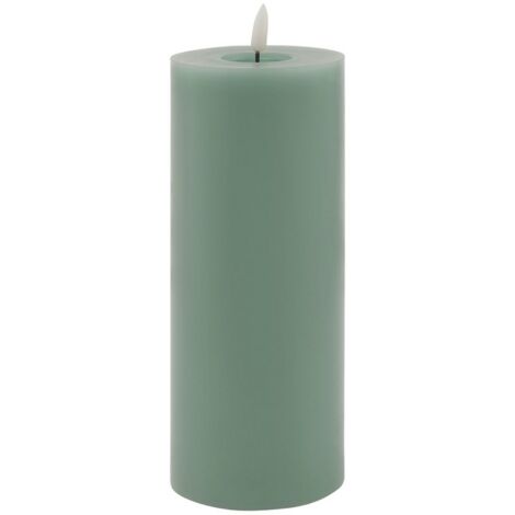 Luxe Collection Melt Effect LED Candle - Wax - L9 x W9 x H23 cm - Sage