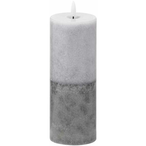 Luxe Collection Natural Glow 3x8 Dipped LED Candle - Plastic/Wax - L7 x W7 x H20 cm - Grey